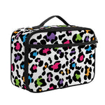 White And Rainbow Leopard Print Portable Lunch Bag