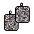White And Rainbow Leopard Print Pot Holders
