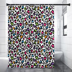 White And Rainbow Leopard Print Premium Shower Curtain