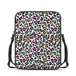 White And Rainbow Leopard Print Rectangular Crossbody Bag