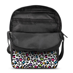 White And Rainbow Leopard Print Rectangular Crossbody Bag