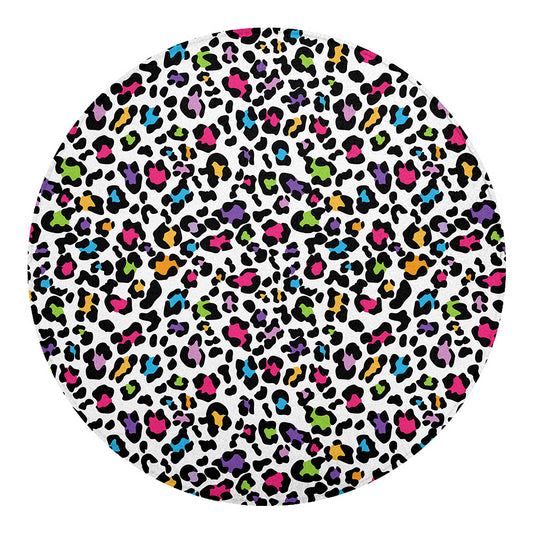 White And Rainbow Leopard Print Round Blanket