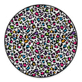 White And Rainbow Leopard Print Round Floor Mat