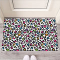 White And Rainbow Leopard Print Rubber Doormat