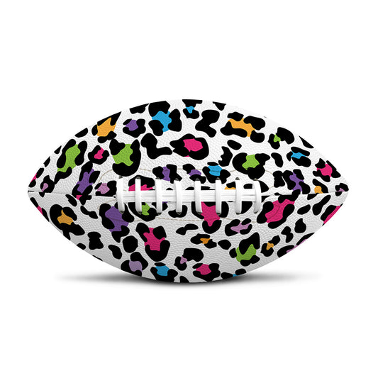 White And Rainbow Leopard Print Rugby Ball