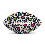 White And Rainbow Leopard Print Rugby Ball