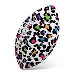 White And Rainbow Leopard Print Rugby Ball