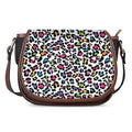 White And Rainbow Leopard Print Saddle Bag