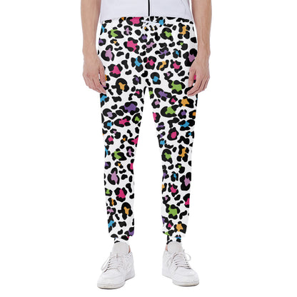 White And Rainbow Leopard Print Scuba Joggers