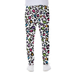 White And Rainbow Leopard Print Scuba Joggers