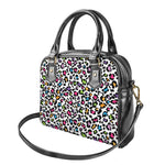 White And Rainbow Leopard Print Shoulder Handbag