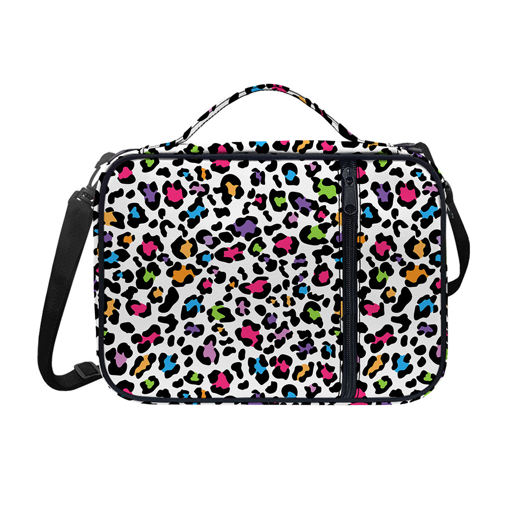 White And Rainbow Leopard Print Shoulder Strap Bible Bag