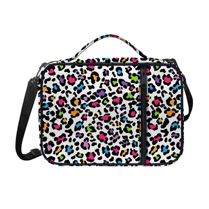 White And Rainbow Leopard Print Shoulder Strap Bible Bag