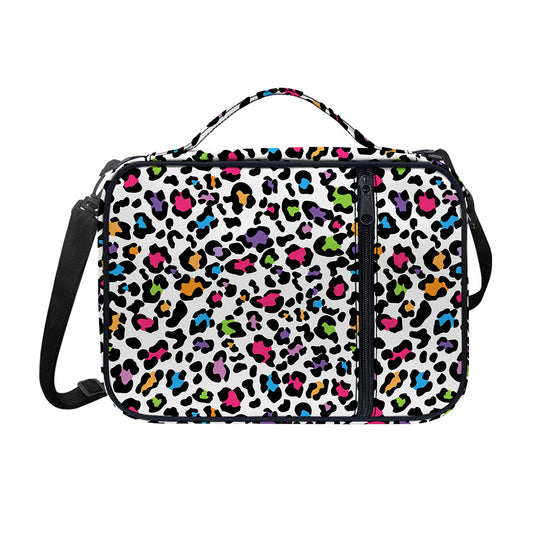 White And Rainbow Leopard Print Shoulder Strap Bible Bag