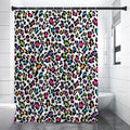 White And Rainbow Leopard Print Shower Curtain