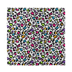 White And Rainbow Leopard Print Silk Bandana