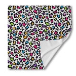 White And Rainbow Leopard Print Silk Bandana