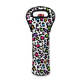 White And Rainbow Leopard Print Single Neoprene Wine Tote