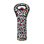 White And Rainbow Leopard Print Single Neoprene Wine Tote