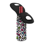 White And Rainbow Leopard Print Single Neoprene Wine Tote