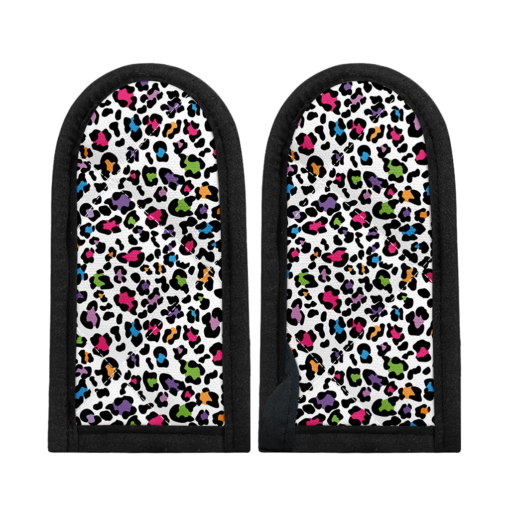 White And Rainbow Leopard Print Skillet Handle Cover