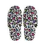 White And Rainbow Leopard Print Slippers