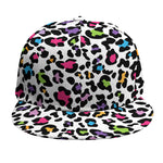 White And Rainbow Leopard Print Snapback Cap