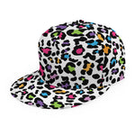 White And Rainbow Leopard Print Snapback Cap