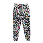 White And Rainbow Leopard Print Sweatpants