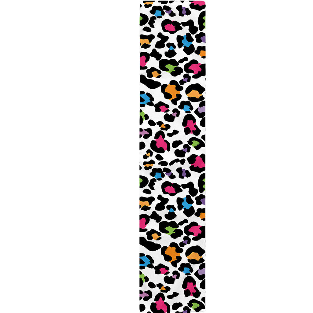 White And Rainbow Leopard Print Table Runner