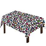 White And Rainbow Leopard Print Tablecloth