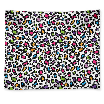 White And Rainbow Leopard Print Tapestry