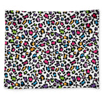 White And Rainbow Leopard Print Tapestry