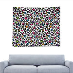 White And Rainbow Leopard Print Tapestry