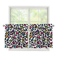 White And Rainbow Leopard Print Tier Curtains