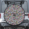 White And Rainbow Leopard Print Tire Cover With Camera Hole