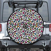 White And Rainbow Leopard Print Tire Cover With Camera Hole