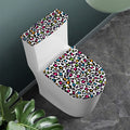 White And Rainbow Leopard Print Toilet Lid And Tank Cover Set