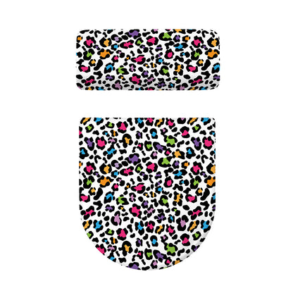 White And Rainbow Leopard Print Toilet Lid And Tank Cover Set