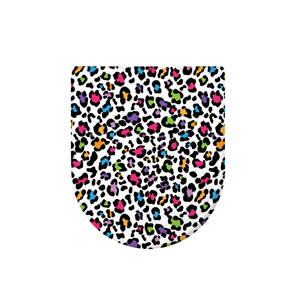 White And Rainbow Leopard Print Toilet Lid Cover