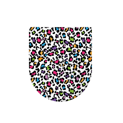 White And Rainbow Leopard Print Toilet Lid Cover