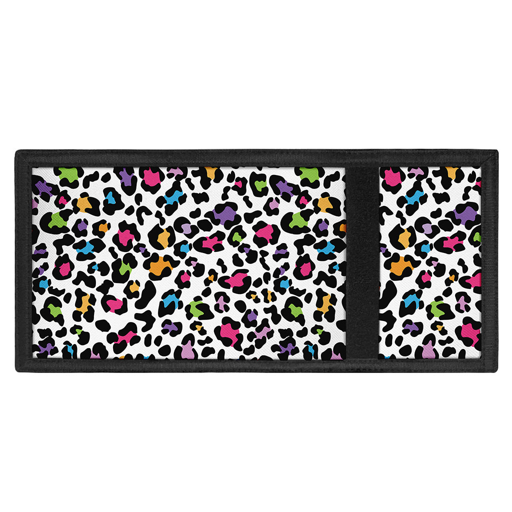 White And Rainbow Leopard Print Trifold Wallet