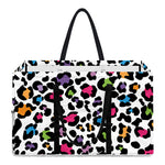 White And Rainbow Leopard Print Utility Tote Bag