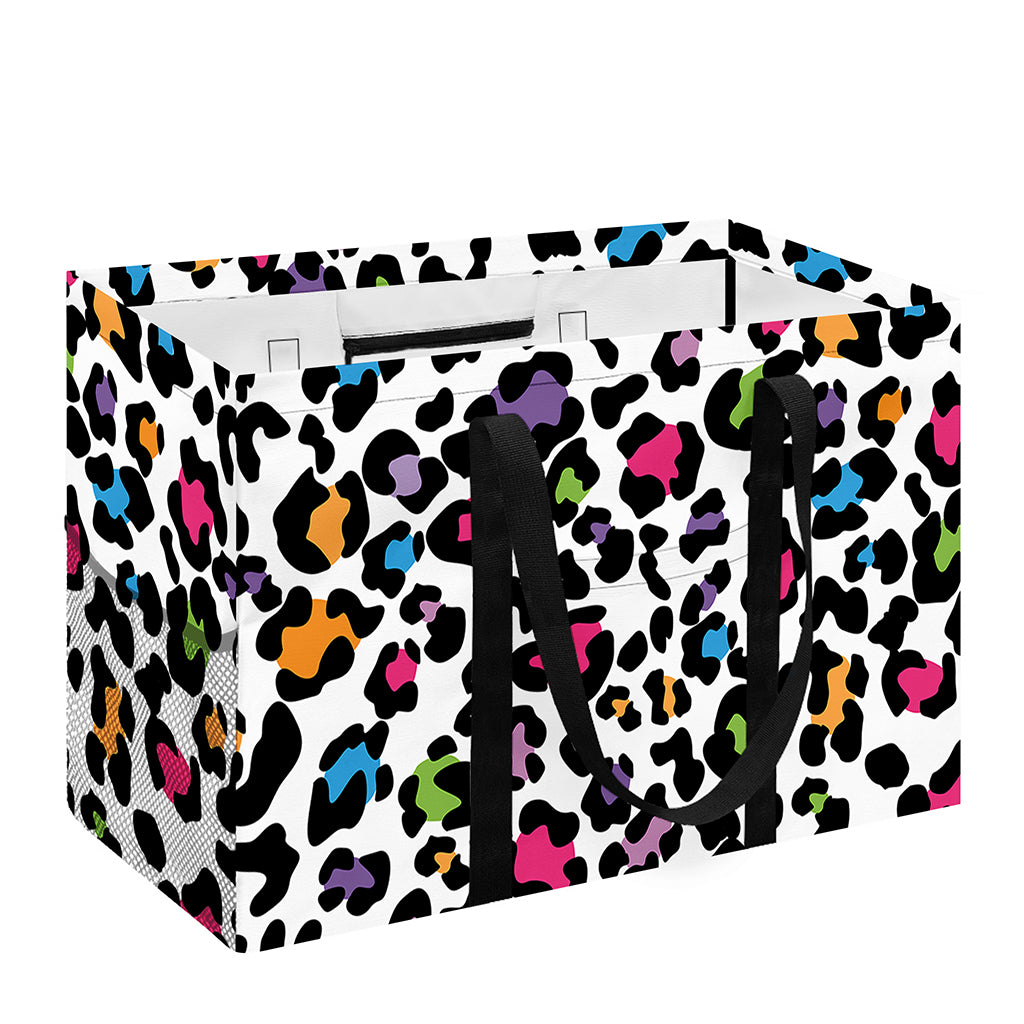 White And Rainbow Leopard Print Utility Tote Bag