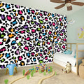 White And Rainbow Leopard Print Wall Sticker