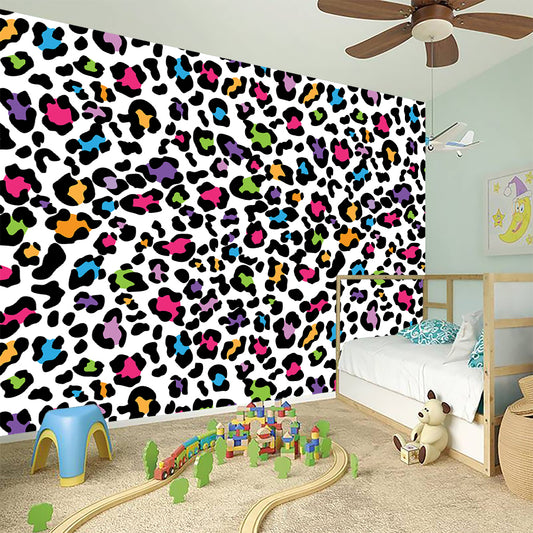 White And Rainbow Leopard Print Wall Sticker
