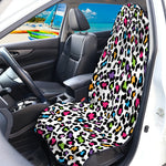 White And Rainbow Leopard Print Waterproof Car Seat Cover