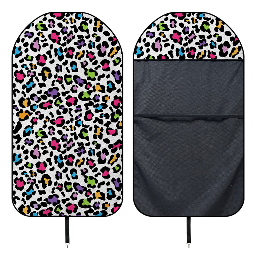 White And Rainbow Leopard Print Waterproof Car Seat Cover