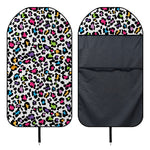 White And Rainbow Leopard Print Waterproof Car Seat Cover