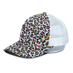White And Rainbow Leopard Print White Mesh Trucker Cap